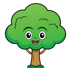 Fototapeta premium A cheerful cartoon tree vector icon, with a friendly, welcoming look, perfect for children's books, games, and playful design projects.