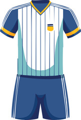 Vector Clean Graphic of Soccer Jersey and Shorts in Yellow and White with Bold Number and Blue Accents