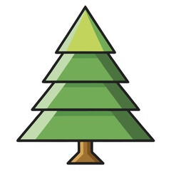 A striking geometric fir tree vector icon, precisely designed, isolated on a clean white background, ideal for modern seasonal themes.