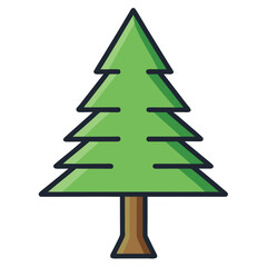 Fototapeta premium Minimalist pine tree vector icon, isolated design, perfect for clean branding and simple nature representations