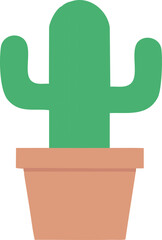 Vector Stylized Green Cactus Illustration with Terracotta Planter and Playful Minimalist Design
