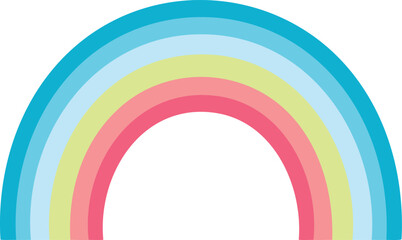 Vector Semi-Circular Stylized Rainbow with Pastel and Vibrant Colors on White Background