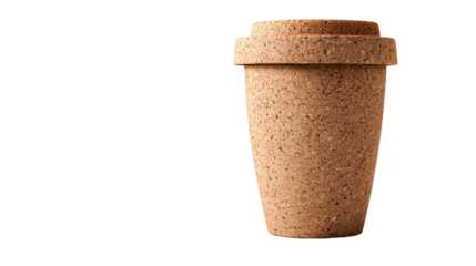Eco-friendly reusable coffee cup made from natural materials. transparent background