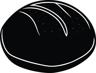 Simple black and white illustration of a round loaf of bread