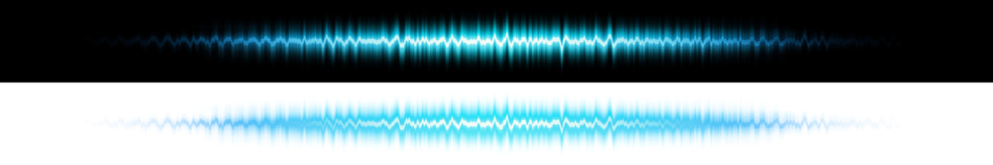 Blue glowing waveform with black and transparent background
