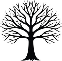 Bare tree silhouette winter nature illustration graphic