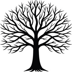 Obraz premium Bare tree silhouette winter nature illustration graphic