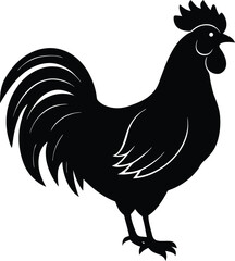 Majestic rooster silhouette farm animal black white