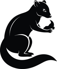 Black Silhouette of a Weasel Holding Nut Vector Illustration Wildlife Animal Icon