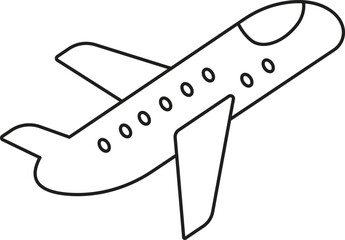 Side view jet airplane icon for airline booking, transport or vacation concept with transparent background

