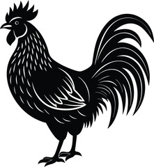 Majestic rooster silhouette farm animal illustration