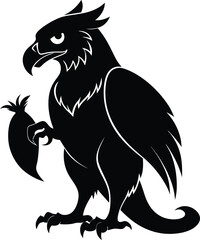 Black Griffin Vector Illustration: Heraldic Gryphon Clipart, Mythical Creature Graphic