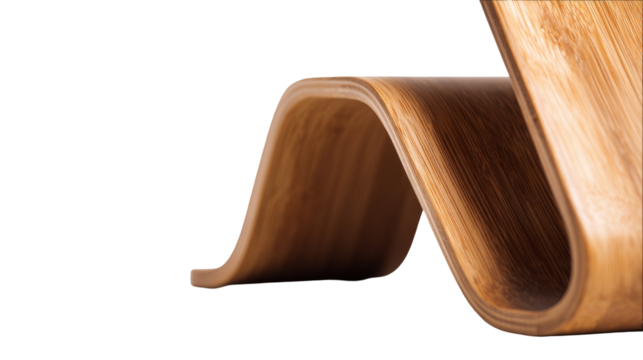 Stylish wood furniture with graceful curves and modern design. transparent background