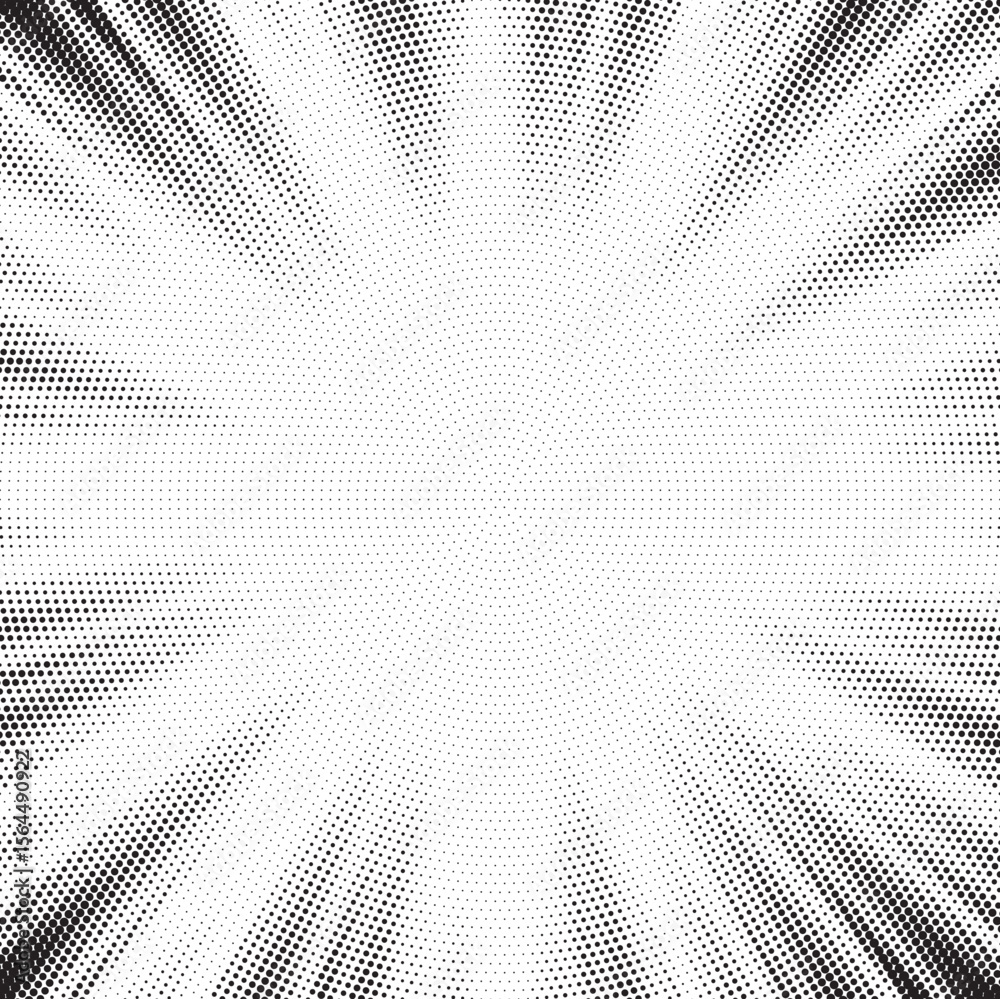 Poster Halftone gradient sun rays pattern. Abstract halftone vector dots background. monochrome dots pattern. Vector background in comic book style with sunburst rays and halftone. Retro pop art design.