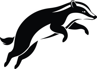 Obraz premium Black and White Badger Illustration: Leaping Badger Vector Graphic, Animal Mascot Design