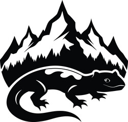 Black and White Mountain Salamander Vector Illustration - Wildlife, Nature, Graphic Design
