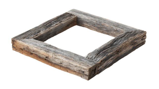 A rustic wooden frame ideal for various design projects. transparent background