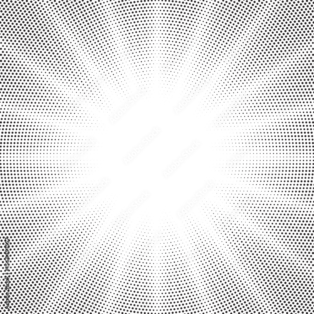 Poster Halftone gradient sun rays pattern. Abstract halftone vector dots background. monochrome dots pattern. Vector background in comic book style with sunburst rays and halftone. Retro pop art design.