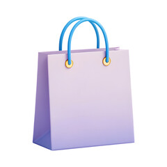 Pastel purple shopping bag with blue handles isolated on transparent background