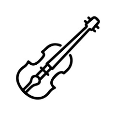 Line art of a violin on a white background, concept of music icon  