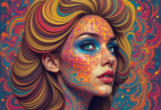 Vibrant Painted Portraits of Women &ndash; Colorful Face Art and Psychedelic Aesthetics