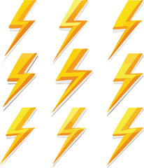 Electricity symbol, high voltage sign, lightning icon set, transparent vector.electricity, lightning, safety, danger, illustration, sign, symbol, vector, arrow, buttons, cut out, electrician, 