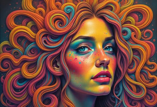 Vibrant Painted Portraits of Women &ndash; Colorful Face Art and Psychedelic Aesthetics