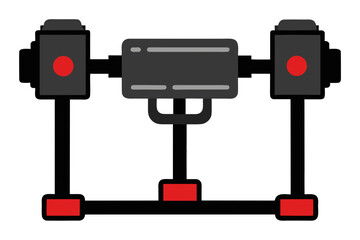 Modern gimbal stabilizer with two cameras and red accents