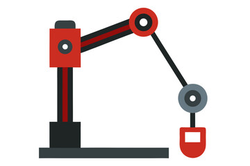 Modern robotic arm with red and black industrial design