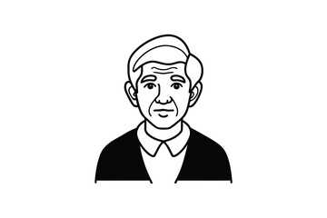 Fototapeta premium Elderly Man Portrait in Black and White Silhouette Style