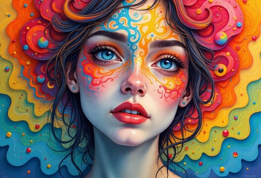Vibrant Painted Portraits of Women &ndash; Colorful Face Art and Psychedelic Aesthetics