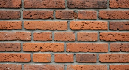 Obraz premium Aged Red Brick Wall Texture with Irregular Mortar Lines – Rustic Exterior Surface for Architectural and Design Use