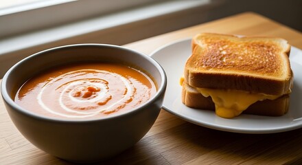 Tomato soup and grilled cheese sandwich