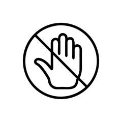 Fototapeta premium Prohibition sign depicting a hand with no-touching symbol 