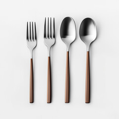 Ultra HD image of a set of spoons and forks  on white background can be used in social media posts