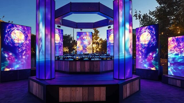 Illuminated outdoor stage