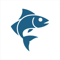 Obraz premium Blue Fish Silhouette Icon Isolated on White – Simple Aquatic Animal Vector Illustration