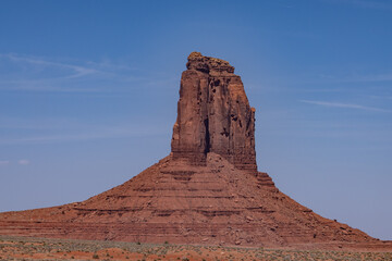 Fototapeta premium East Mitten Butte, Monument Valley on the Colorado Plateau, Arizona. a butte is an isolated hill. Shinarump Conglamerate、Moenkopi Formation、De Chelly Sandstone with Organ Rock Formation / Shale.