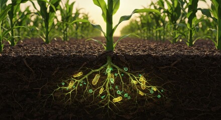 A science-inspired plant biology scene displaying thriving area crops.