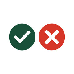 Green check mark red cross mark green circle white checkmark