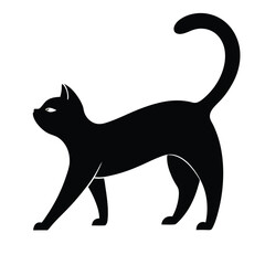Elegant Cat Silhouette Arching Back and Lifting Tail
