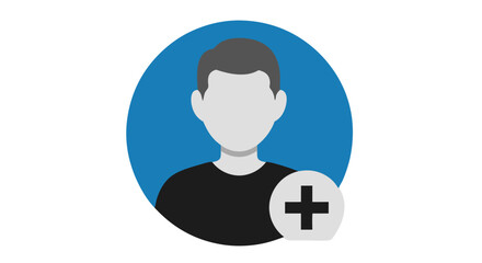 Add User Symbol – Simple Vector Illustration for Profiles and Accounts  Profile with Blue Circle – Minimalist Vector Icon for User Interface Design 