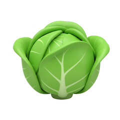 A vibrant, stylized green cabbage head with detailed leaf veins, isolated on a white background.
