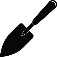 Black Trowel Silhouette On White Background
