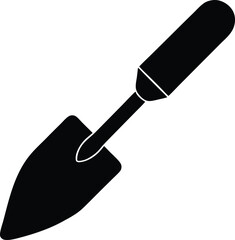 Black Trowel Silhouette On White Background
