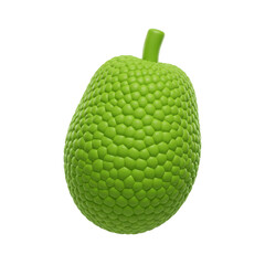 Bright green jackfruit fruit, isolated on white background.