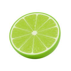 A vibrant, detailed slice of lime, perfectly round and displaying its segments.
