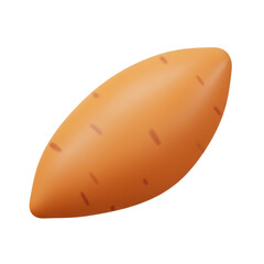 A single, smooth, orange sweet potato, digitally rendered, isolated on white.