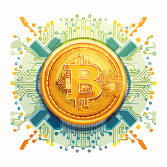 回路に繋がった仮想通貨のビットコイン