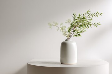 Minimalist vase greenery studio backdrop product display. High quality